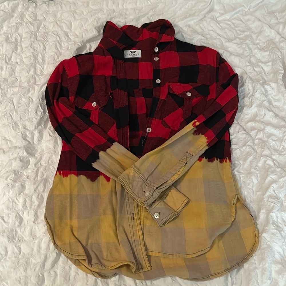 Colorblock Plaid Flannel Shirt – Women’s Size Small